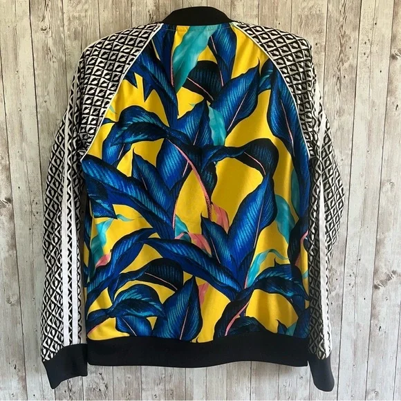 Adidas Tropical Leaf Print and Block-print Track Jacket Medium - Picture 2 of 3